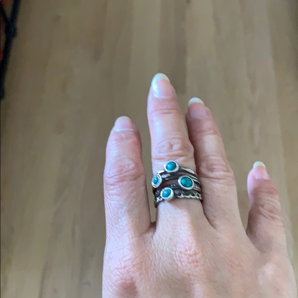 Genuine Turquoise Sterling Silver Ring. - Picture 1 of 4
